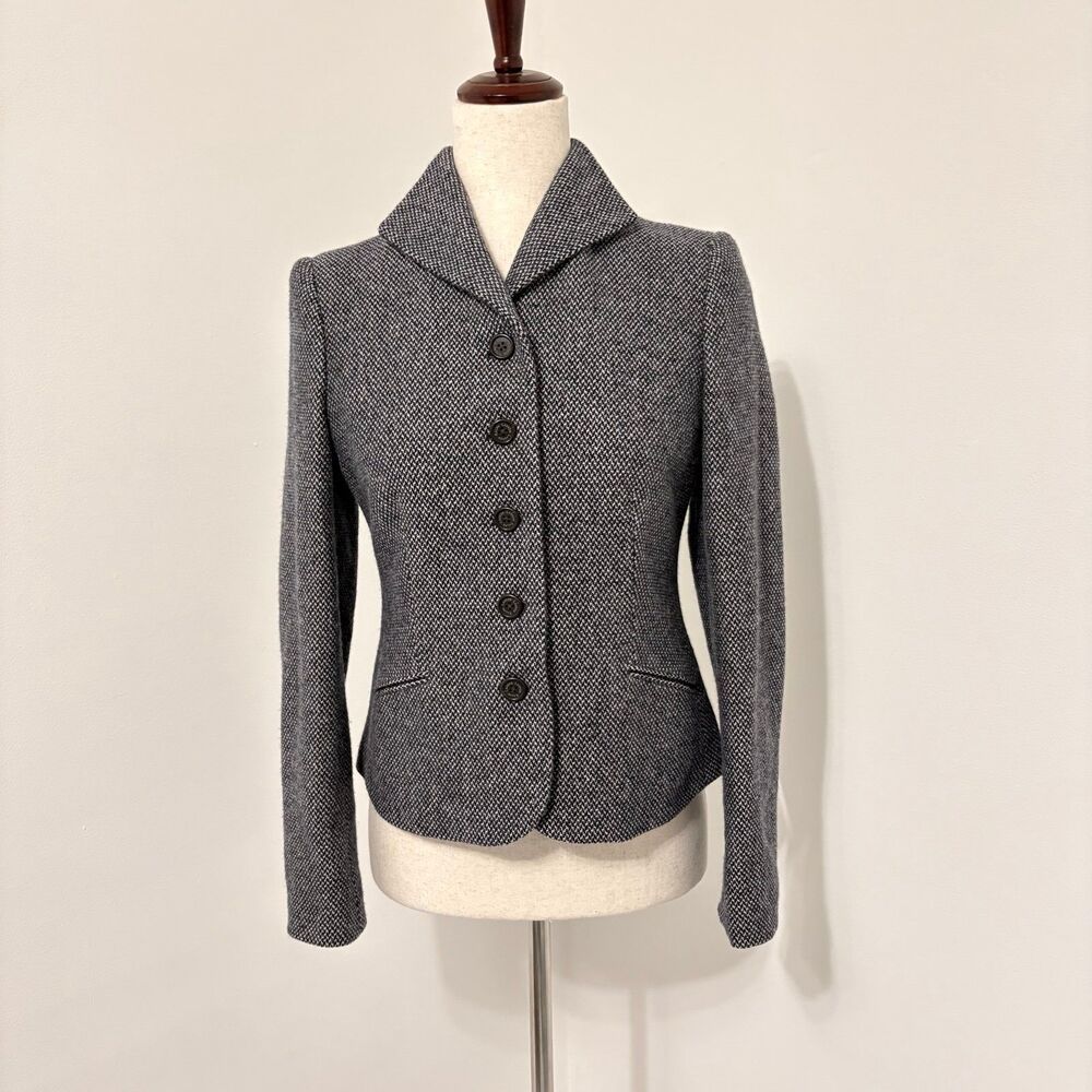 Lauren Ralph Lauren Virgin Wool Blue Tweed Blazer Sz 4P